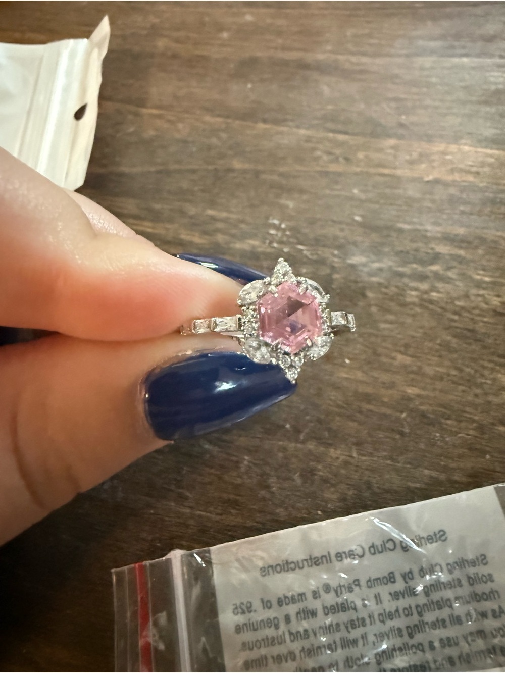 Pink Halo Cocktail Ring in Silver Tone - Women Jewelry